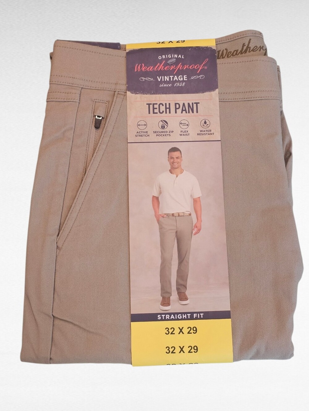 Original Weatherproof Vintage Tech Pants Straight Fit Tan 32 x 29